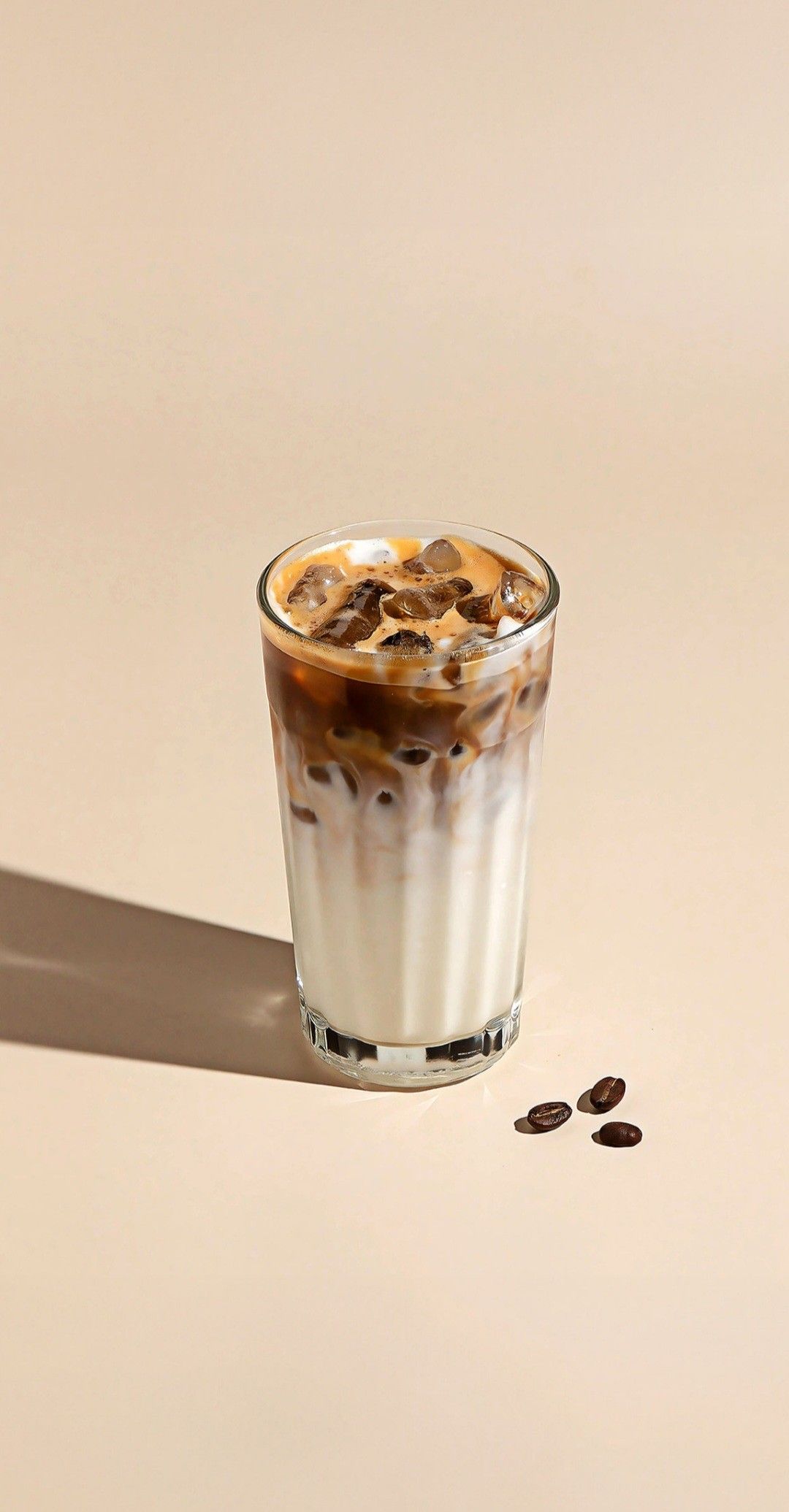 Iced latte in a tall glass